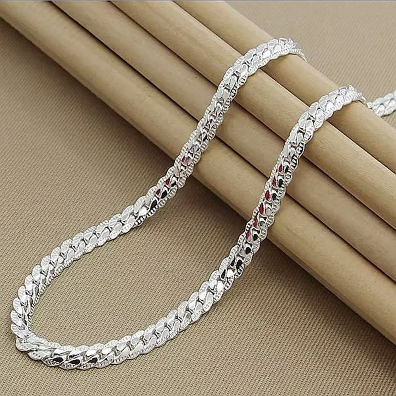 Men's 925 Silver 5mm Thick Fashion Necklace - Gold-Plated Anti-Tarnish Chain Links Necklace for Casual Streetwear, Adult Birthday Gift, Multi-Size Option, Chain Links Necklaces