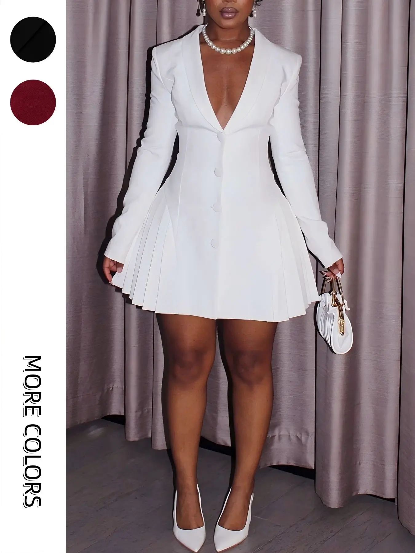 Women's Elegant Long Sleeve Ruched Short Dress, Fitted Suit Dress for Spring & Fall, Plain Pattern, Perfect for Parties and Events, Formal Wear - TikTok Shop Women's Elegant Long Sleeve Ruched Short Dress, Fitted Suit Dress for Spring & Fall, Plain Pattern, Perfect for Parties and Events, Formal Wear - TikTok Shop