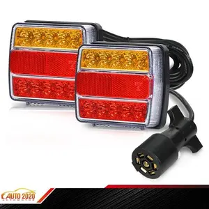 7 Pin Plugv Pair 25 LED Magnetic Trailer Towing Lights Kit w/ 24ft Cable