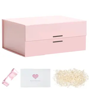 Large Gift Box with Lid, 9.5x7.1x4.3 Inch Magnetic Gift Box for Presents, Includes Card, Ribbon, Filler, Perfect for Birthday, Wedding, Christmas