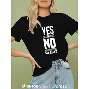 Humorous Maternity Tee – 100% Cotton Unisex Yes I'm Pregnant No Touch My Belly