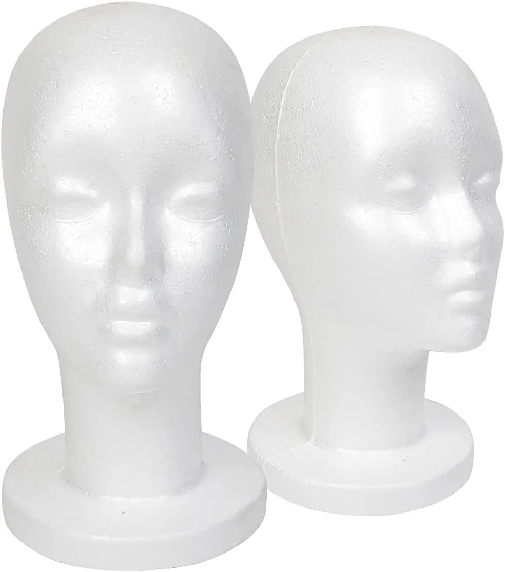 2-Pack Studio Limited White Styrofoam Mannequin Heads, Cosmetology Tool for Styling, Making and Displaying Lace Wigs, with Clamp Adjusted Function