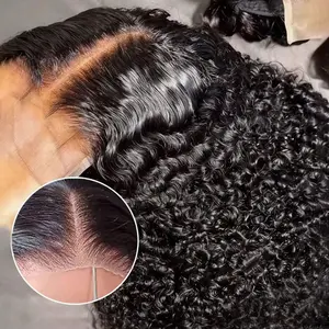 [Glueless Wigs]Bling Hair 7x5 Hd Lace Closure Wear And Go Glueless Wigs Human Hair Pre Plucked Pre Cut Deep Wave Curly Lace Front Wigs Human Hair Wet And Wave Human Hair Wig For Women 180% Density Natural Color