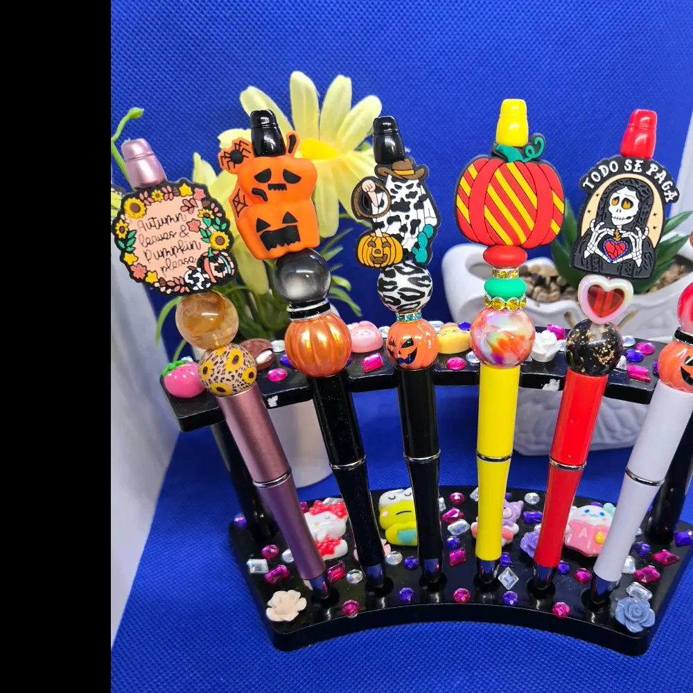 Halloween Beaded Retractable Gel Pen, Multicolor Office Writing Stationery Supplies, $5 each