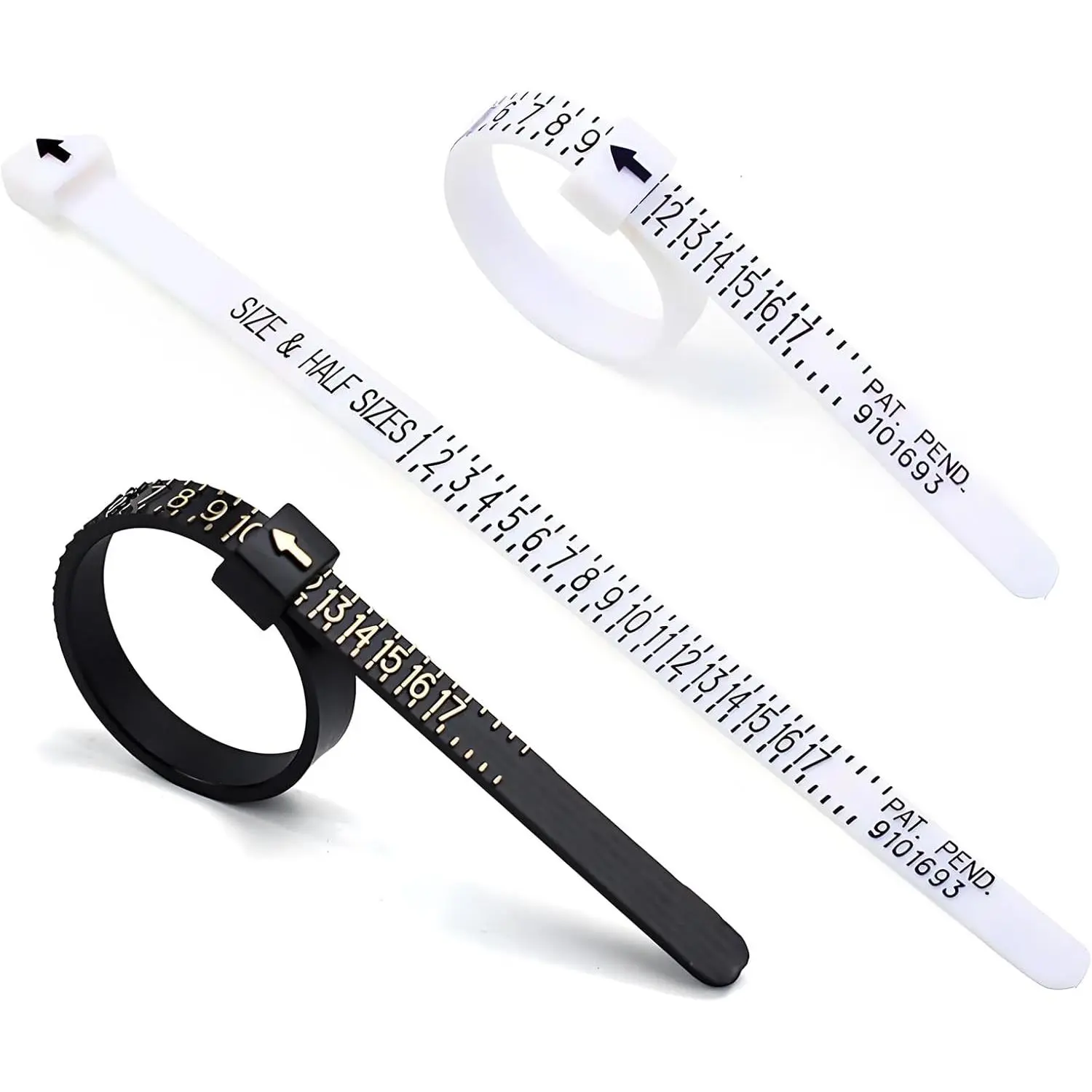 2 Pack Ring Sizer Measuring Tool Set  Finger Size Gauge Measure Tool  Sizing Tools 1-17  Rings Size, Black & White