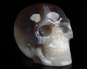 2.0" Mozambique Agate Hand Carved Crystal Skull, Realistic, Crystal Healing