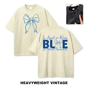 In April We Wear Blue Autism Awareness Coquette Bow Vintage Tee 90s Graphic Tees Men's t Shirts Graphic Tee t Shirts Funny Graphic Tee Good Graphic Tees Men's Graphic Tees Streetwear Outfits Men Vacation Outfits Oversized Tshirt Men