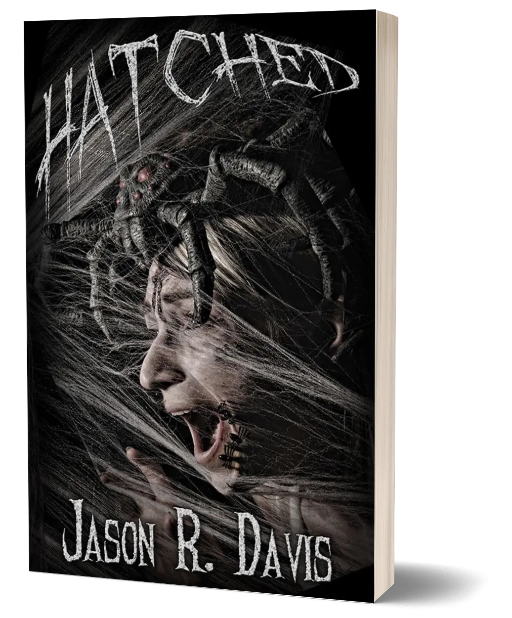Hatched by Jason Davis - Signed horror novel featuring Hatched, Book 1 of the Invisible Spiders series Zombie book with spiders