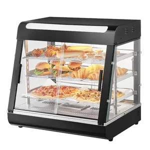 VEVOR 3-Tier Commercial Food Warmer Display, 1500W Food Display Warmer with Light, Adjustable Shelf and Temperature Display, 86185 Steam Heating, 130L for Hamburger, Pizza, Bread, Fried Chicken