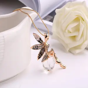 Pink Crystal Ball Angel Wings Fairy Rearview Mirror Pendant, Cute Shiny Car Interior Decor Accessory & Gift