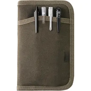 Journal Cover for Field Notes & Moleskine Cahier 3.5 x 5.5, Waxed Canvas Notebook Planner Sketchbook Cover with Zipper Pen Holder (Olive)