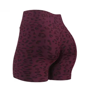 Leopard Workout Shorts for Women,Gym Shorts Scrunch Butt Seamless Athletic Shorts