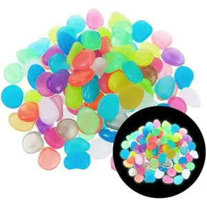 100PCS Luminous Stones, Mixed Color DIY Decorative Glow in The Dark Pebbles, Aquarium, Fish Tank Accessories, Colorful Cobbles Decor for Fish Tank, Walkway, Lawn, Yard Ornaments