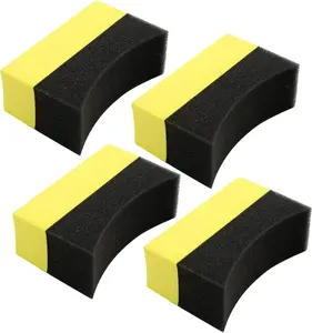Car Tire Applicator Dressing Shine Sponge, 4PCS Vehicle Contour Wheel Wax Buffing Applicator Pads, Auto Tire Shine Detailing Cleaning Sponge Tool, Universal for SUV RV Truck