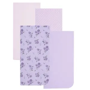 Everyday Kids 4 Pack Flannel Receiving Baby Blanket Set – Soft 100% Cotton Baby Essentials- Roses/Pink Diamond