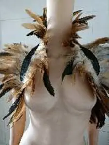 Feather Shawl Cape Performance Dance Costume, Feather Vest Fake Collar Scarf Set, Cross-Border Fashion Accessory for Events, Dance Moms Fan Dance Costume