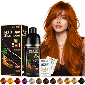 Orange Hair Dye Shampoo 5-in-1 with Hair Mask for Men & Women, Instant Gray Coverage & Long-Lasting Vibrant Color in Minutes, Natural Herbal Formula, Ammonia-Free Nourishing Hair Care (16.9 Fl Oz)
