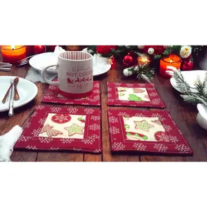 Festive Christmas Cookie Coasters – Set of 4 Quilted Coasters