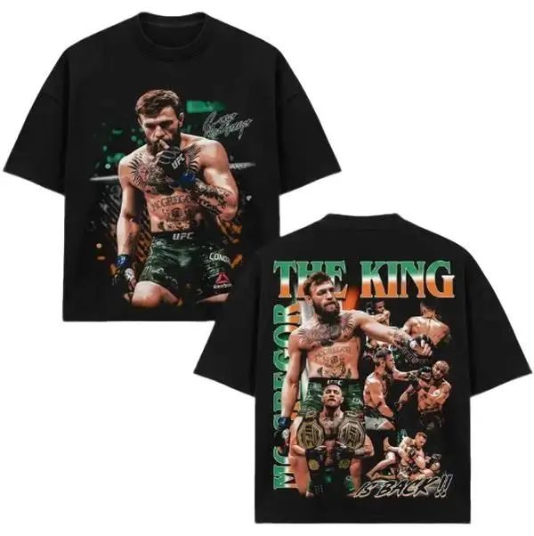 Youth and Adult Conor McGregor Vintage UFC Graphic 2-Sides T-Shirt, Notorious MMA Fighter Tee, Retro Combat Sports Unisex Cotton Streetwear Shirt, Gift for Fans