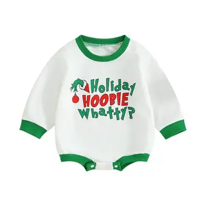 Unisex Baby Girl Boy Christmas Outfit Long Sleeve Oversized Crewneck Sweatshirt Onesie Bubble Romper Xmas Clothes