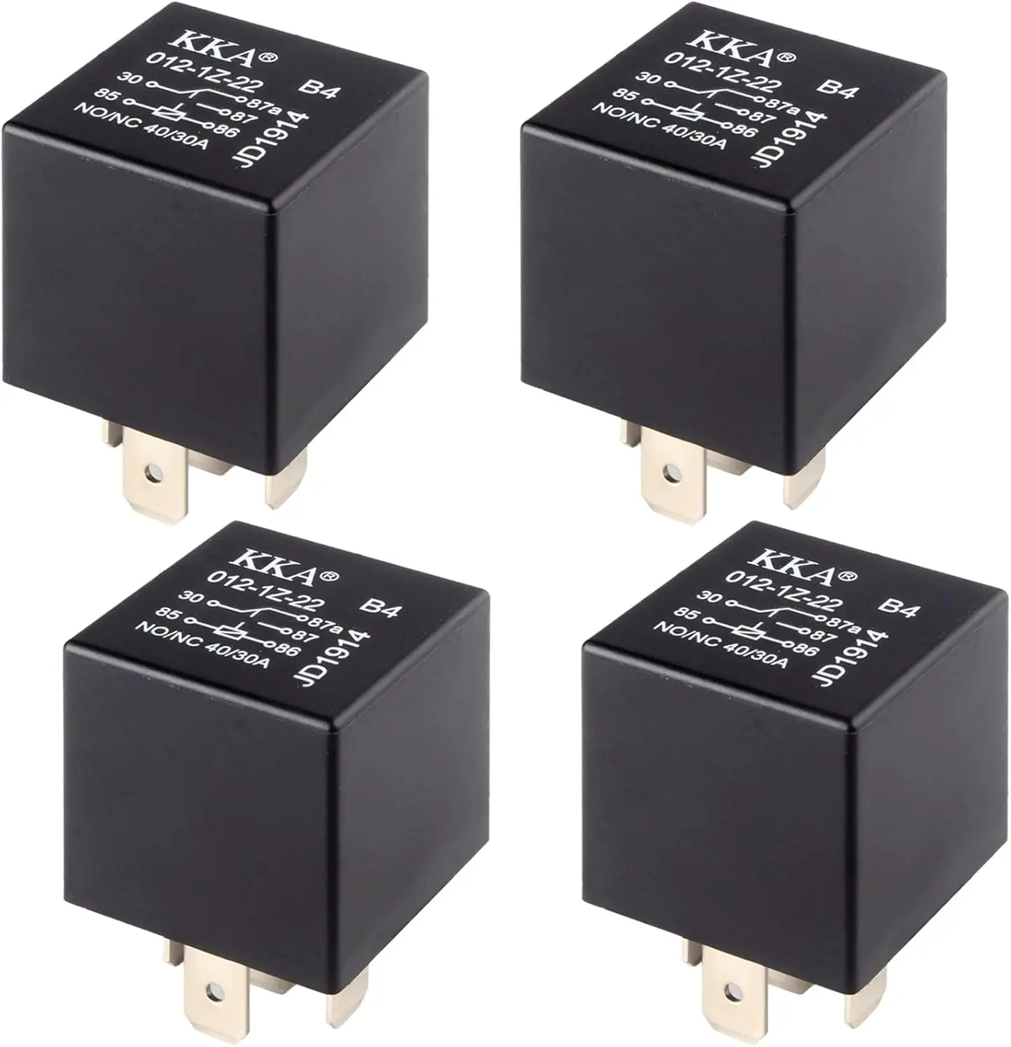 4 PCS Relays, 5 Pin Relay, 40A Waterproof Car Relays, 12V Relay Switch for Electric Cooling Fans, Motor Starters, Automotive Taillights