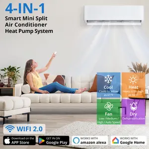 Garvee High-Efficiency Mini Split Air Conditioner & Heat Pump - 9000 BTU, 24 SEER2, Ductless Wall Mounted AC with Inverter, WiFi & Alexa Compatible, Quiet Operation, Pre-Charged, Cools & Heats Rooms up to 350 Sq.Ft, 115V