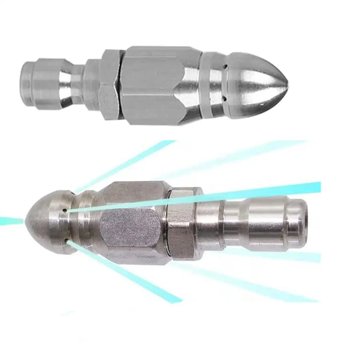 5000 PSI High-Pressure Water Nozzle Drain Jetter, Stainless Steel Plumbing Accessory with 1/4-in Quick Connect, for Drain Cleaning & Debris Removal