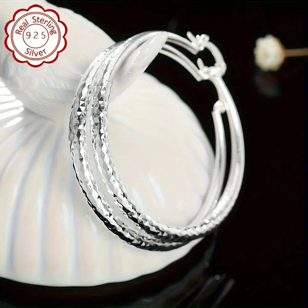 Elegant Large Circle Hoop Earrings in 925 Silver Color for Women, Hypoallergenic & Fashionable Basic Jewelry for Daily Outfits, Circle Shape Earrings, Fashionable Hoop Earrings