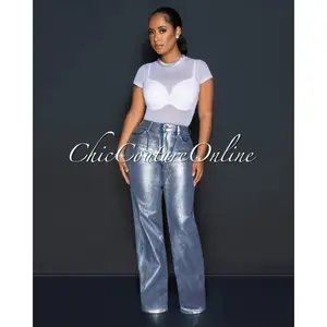 *Raissa Denim Silver Foil Wide Jeans
