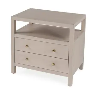 Nora 2-Drawer Wide Nightstand in Taupe  5732450