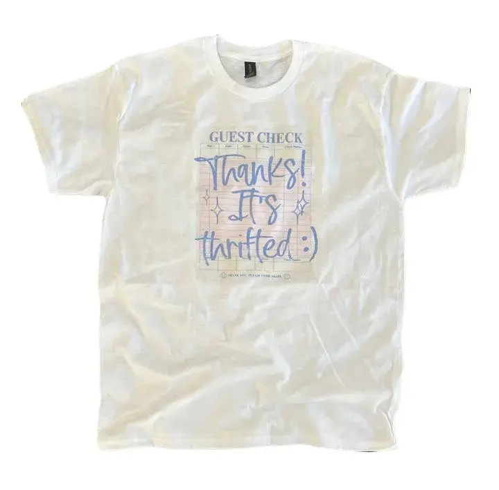 Thanks It's Thrifted on White T-Shirt