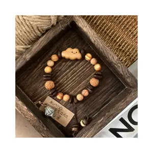 Coffee Bean Bracelet Sandalwood Small Cloud Original Design Niche High-end Retro Fun Gift Natural Wooden Jewelry Ornament