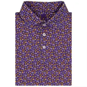 Men’s LSU Tigers Polo Shirt – Purple All Over Print College Top, Lightweight Breathable Fabric, Perfect 2025 Game Day Gift for Fans