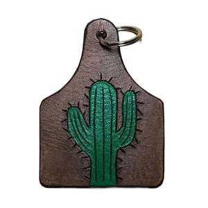 Custom Leather Cactus Key Chain