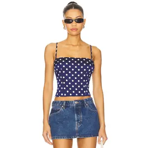 MORE TO COME Annie Cami Top in Navy Polka Dot