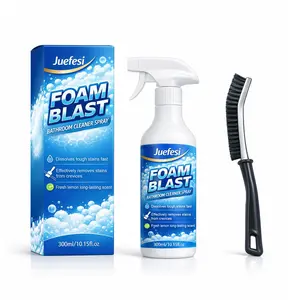 Household Scented Bathroom Cleaner Spray  Fast-Acting Foam Cleaner with Cleaning Brush Dissolves Stains on Tiles Tubs Shower Walls and Grout Long-Lasting Fresh Scent