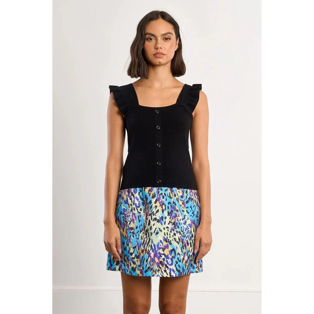 Morgan Ruffle Strap Top Black