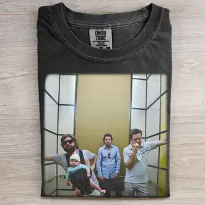 Comfort Colors Vintage Hangover Phil Stu and Alan in the Elevator Graphic Unisex T-shirt, Hangover Funny Meme Movie Tee, Gift For Boyfriend Gift For Girlfriend Menswear Top Crewneck Streetwear Womenswear