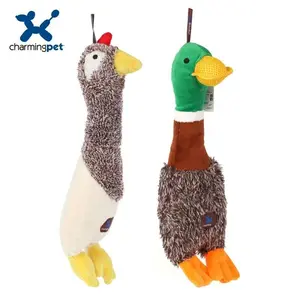 Interactive Squeaky Pet Chew Toy Fun Playtime Teething Relief Soft Plush Duck Design for Dogs