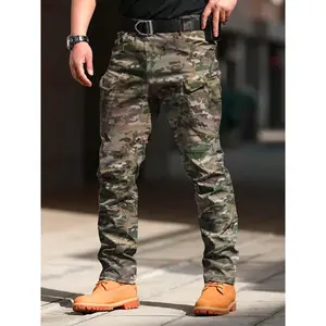 Menswear Mid-Waist Woven Fabric Cargo Pants - CP Camouflage, Quick-Drying, Slim-Fitting, Multi-Pocket Casual Fit Bottoms for Summer Thin Mountaineering, Tactical Sports Use