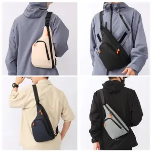 Water-Resistant Sling Bag for Men Women, Lightweight Crossbody Sling Backpack, Compact Shoulder Bags Chest Bag with Anti-Theft Pocket for Travel, Hiking, Running, Cycling (Black)