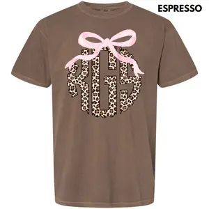 Pink Bow Cheetah Monogram Comfort Colors T-Shirt 'NLB'