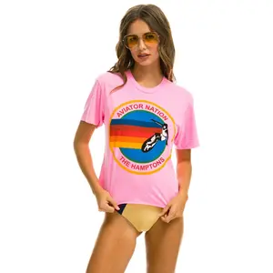 AVIATOR NATION HAMPTONS BOYFRIEND TEE - NEON PINK