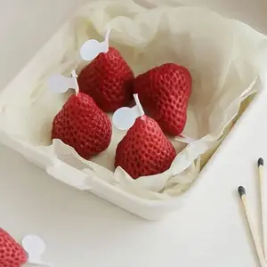 Strawberry-Scented Household Candle - Romantic Cute Fruit-Shaped Deodorant Aroma Freshener, Home Decor Room Decoration Gift Item