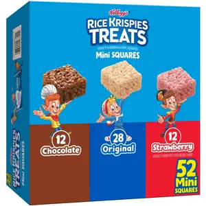 Rice Krispies Treats Mini Crispy Marshmallow Squares, Kids Snacks Box, Cereal Bars, Variety Pack (52 Bars)
