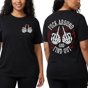 T-Shirt for Gen X F*ck Around And Find Out Print  T Shirt, Red Line Version Womenswear Cotton Top Tshirt