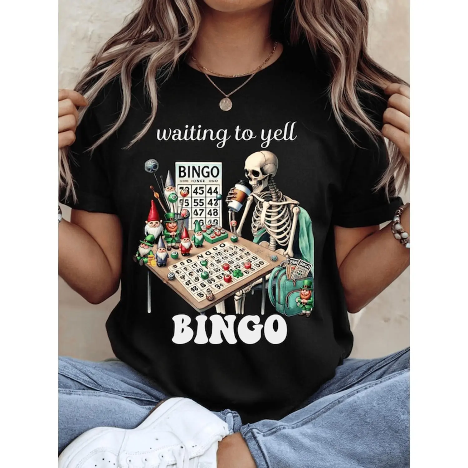 Humorous Bingo TShirt Featuring Ball and Number Seventy Five Design Excellent for Game Night