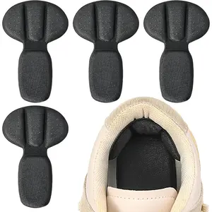 Back of Heel Cushion Pads 4Pcs Mesh Adhesive Heel Grips Inserts for Boots Loose Shoes Too Big Reusable Heel Guards Liners for Women Men Anti Blister Heel Protectors (Black)