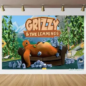 Cute Bear and Friends themed birthday party decoration Tapestry bear baby shower banner poster photography background