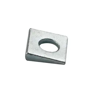 10 count 3/8 Beveled Square Washers in Plain Carbon Steel Galvanized,3/8(ID) x7/8x7/8 Inch for  Steel Wedge Shaped Washers for Shim Leveling,2 to 5.5 mm Thick,White,